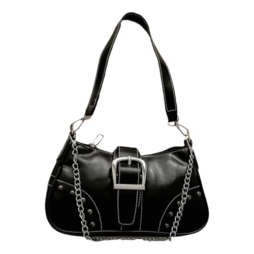Xanorrg Zeitgenössische PU Umhängetasche Für Frauen Feste Farben Handtasche Lässige Achselhalterung Mit Kettenriemen Und Geräumige Innenausstattung Damen Umhängetasche von Xanorrg