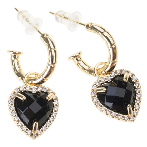 Zarte Schwarze Gold Herzohrringe Schwarz Gold Herzohrringe Dekoration Für Trendige Und Raffinierte Damen Einzigartiger Modeschmuck von Xanorrg