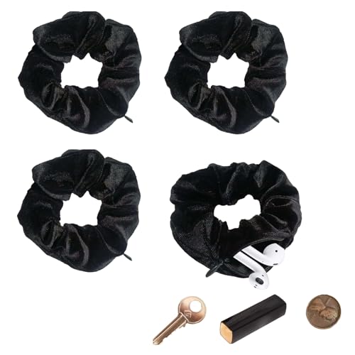 Xanthelle Haargummi mit Reißverschluss, Reise Gadget & Urlaub Must Have für Frauen, Velvet Scrunchie mit Geheimfach als Geldversteck für Strand & Wertsachen von Xanthelle