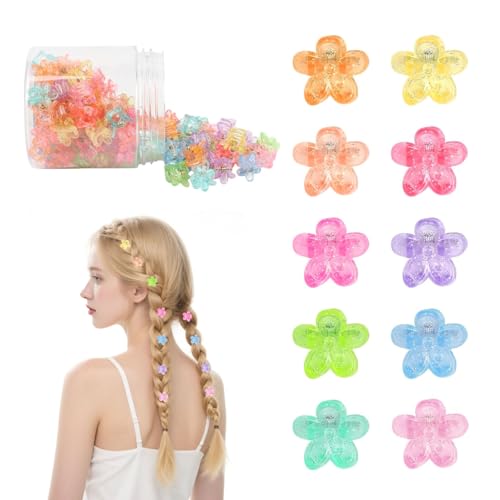Xanthelle Haarspangen Mädchen, 100 Mini Blumen Haarklammern mit Aufbewahrungsbox, Kleine Haarspangen Haarschmuck Kinder, Haarklammer Klein für Alltag von Xanthelle