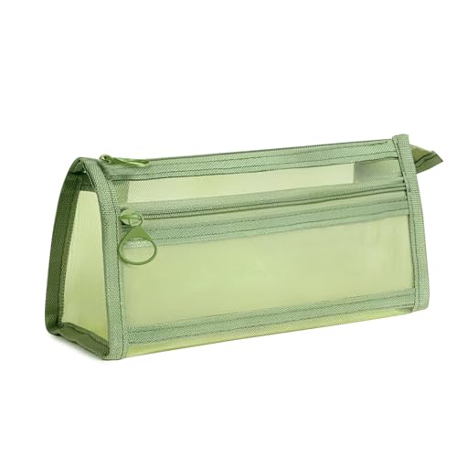 Xaoqin Transparentes Netz-Federmäppchen, großes Federmäppchen, Schreibwarentasche, Kosmetiktasche, geeignet für den Einsatz in Studentenschule und College-Büros, Avocadogrün, Doppellagiges Xaoqin Transparentes Netz-Federmäppchen, großes Federmäppchen, Schreibwarentasche, Kosmetiktasche, geeignet für den Einsatz in Studentenschule und College-Büros, Avocadogrün, Doppellagiges von Xaoqin