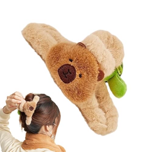 Capybara-Haarspange - Plüsch-Capybara-Haarnadel | Niedliche Haarnadeln Für Dickes, Dünnes Haar | Dekorative Capybara-Haarnadel-Haargummi | Flauschige Tierhaarspangen Für Frauen, Mädchen von Xasbseulk