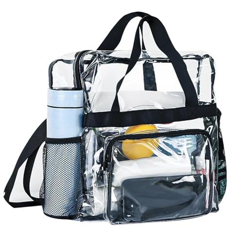 Durchsichtige Schultertasche – Verstärkter robuster PVC Clear Tote | Großer Clears Rucksack Schulter‑Tote | Durchsichtiger Organizer für Geldbörse Handy Schlüssel Alltag Leicht Stark Stilvoll von Xasbseulk