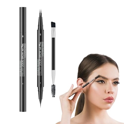 Eye Brow Microblading-Stift – Doppelendige Augenbrauenstifte mit Pinsel, Augenbrauen-Konturstift mit 2 Gabelspitzen und präziser Spitze von Xasbseulk