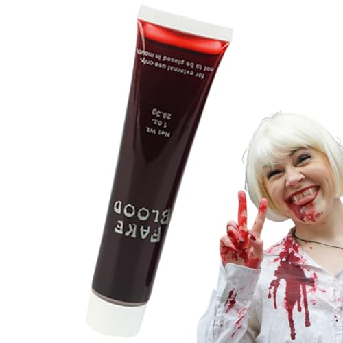 Halloween Blut | Spezialeffekt-Blutröhrchen - Einzelnes Kunstblutröhrchen flüssiges Blut Spezialeffekt Realistischer Gruseliger Vampir Zombie Spezialeffekt Blut Waschbar Kunstblut für Kleidung Leicht von Xasbseulk