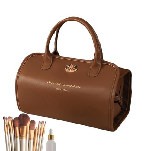 Make-up-Tasche – tragbare Leder-Reisetasche | Wasserdichter Make-up-Taschen-Organizer | 4 Taschen abnehmbarer Reise-Organizer | Kosmetiktasche mit großer Kapazität für Damen, Reisen, Outdoor, von Xasbseulk