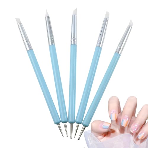 Nagel Dotting Tool - 5x Silikon Nagel Gel Stift | Dotting Nail A rt Tool | Doppelspitziger Nagelstift Silikon Ton Modellierwerkzeuge | Punktbohrstift für Mädchen, Jung, Alt, Profis von Xasbseulk