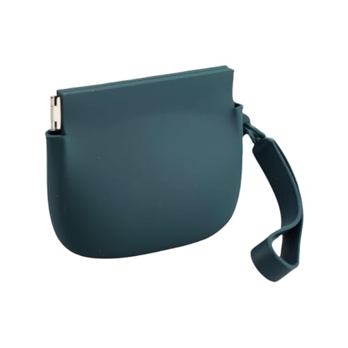 Silikon-Münzgeldbörse l kleine Kleingeldbörse l Echtleder-Geldbörse für Ohrhörer l 10 x 8 cm Geldbörse mit Münzfach l Beuteltasche Schlüsselanhänger Halter für Damen und Herren, dunkelgrün, Refer to von Xasbseulk