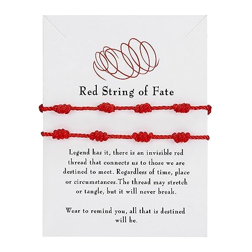 Armband Damen Rotes Schnur-Armband für viel Glück, verstellbare Schnur-Armbänder, Knoten-Armband, Geschenke für Frauen, 2 Stück Geschenke für Frauen (A, One Size) von Xbemkste