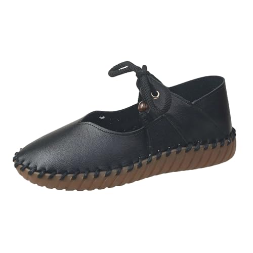 Ballerina Schuhe Damen Hohle Schnürschuhe, Bequeme leichte, Flache Freizeitschuhe Damen frühlingsschuhe (40.5) von Xbemkste