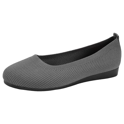Ballerina Schuhe Damen zum Reinschlüpfen, Bequeme Ballerinas, süße Ballettschuhe tragbar, Sommerschuhe Damen niedriger Keilabsatz Frauen Schuhe (Dark Gray, 40.5) von Xbemkste