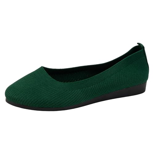 Ballerina Schuhe Damen zum Reinschlüpfen, Bequeme Ballerinas, süße Ballettschuhe tragbar, Sommerschuhe Damen niedriger Keilabsatz Frauen Schuhe (Green, 37.5) von Xbemkste