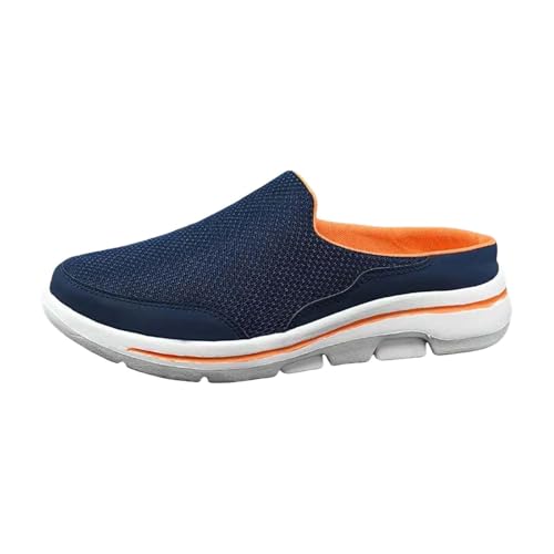 Bequeme atmungsaktive Slipper Herren Slip On Freizeitschuhe Pantoletten Clogs Gartenschuhe Mesh mit Flacher Sohle ohne Absatz für Männer Frauen (Blue, 48) von Xbemkste
