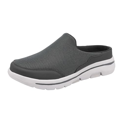 Bequeme atmungsaktive Slipper Herren Slip On Freizeitschuhe Pantoletten Clogs Gartenschuhe Mesh mit Flacher Sohle ohne Absatz für Männer Frauen (Grey, 47) von Xbemkste