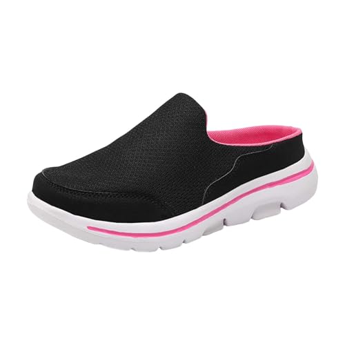 Bequeme atmungsaktive Slipper Herren Slip On Freizeitschuhe Pantoletten Clogs Gartenschuhe Mesh mit Flacher Sohle ohne Absatz für Männer Frauen (Watermelon Red, 37.5) von Xbemkste