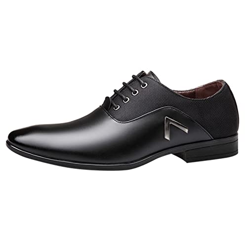 Business Anzugschuhe Herren, Lederschuhe Schnürhalbschuhe Lackleder Smoking Schuhe Hochzeit Leder (U1-Black, 42) von Xbemkste
