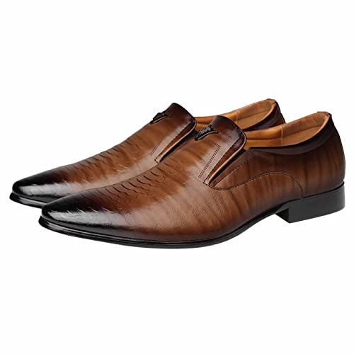 Business Schuhe Herren Herrenschuhe Classic Business Lederschuhe Mode Retro Casual Solid Color Set Square Head Lederschuhe Schuhe Herren Schwarz Herren Business Schuhe (Brown, 44) von Xbemkste