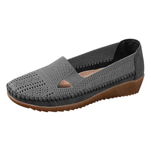 Damen Ballerinas Flache Loafer Freizeitschuhe Schuhe für Frauen Ballerina Sneaker Damen (Grey, 39) von Xbemkste