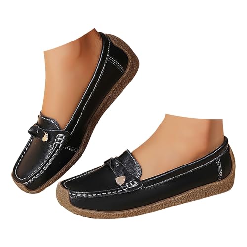 Damen Flacher Loafer Elegant Mokassins Slippers Frauen Slip On Leichte Bootsschuhe Klassische Loafer Bequeme Fahrerschuhe Freizeitschuhe (40.5) von Xbemkste