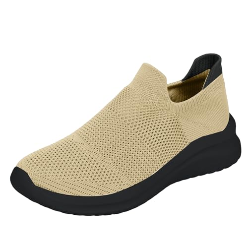 Damen Sneaker Bequeme, atmungsaktive Mesh-Freizeit-Sneaker mit weicher Sohle für Männer Frauen. Segelschuhe Damen (Khaki, 40.5) von Xbemkste