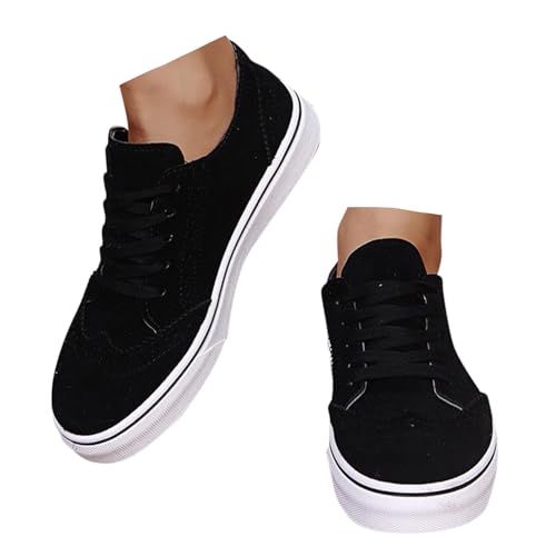 Damen Sneaker Flach mit Schnürsenkeln Freizeit Bequeme Atmungsaktives Walkingschuhe Leichte Damenschuhe Sportschuhe Laufschuhe Frauen Halbschuhe (36) von Xbemkste