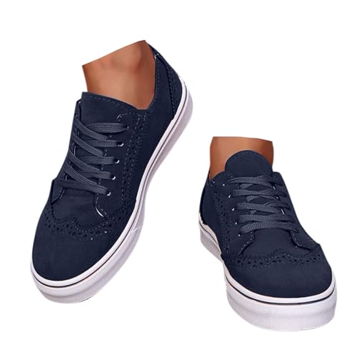 Damen Sneaker Flach mit Schnürsenkeln Freizeit Bequeme Atmungsaktives Walkingschuhe Leichte Damenschuhe Sportschuhe Laufschuhe Frauen Halbschuhe (Blue, 40) von Xbemkste