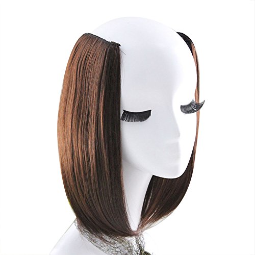 Perücke Damen Festival Zubehör Clip Hair 2 Haarverlängerungen Mädchen Frau Hübsche Perücke 1 Stück Perücke Echthaar Perücke Halloween Deko (dark brown, One Size) von Xbemkste