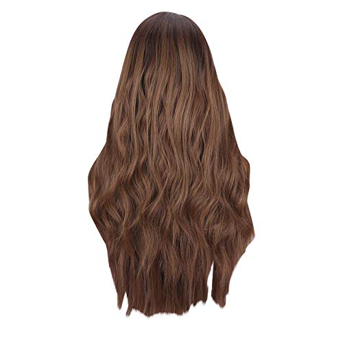 Perücke Damen Festival Zubehör Frauen können und Perücke begradigte locken braune wellige locken Mikro-Kopfbedeckungen gebogene Perücke Kostüm Herren Festival Zubehör (Brown, One Size) von Xbemkste