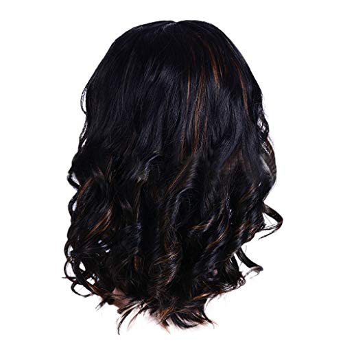 Perücke Damen Festival Zubehör Full Cool Wig Wig Styling Damenperücke Curly Fashion Perücke Sexy Kurzperücke Perücke Blond Urlaub Must Haves (Black, One Size) von Xbemkste