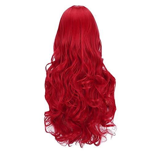 Perücke Damen Festival Zubehör Gebogene locken Rote wellige begradigte Perücke kann zu einer Micro Headgear Damenperücke sein Perücke Herren Festival Gadget (Red, One Size) von Xbemkste