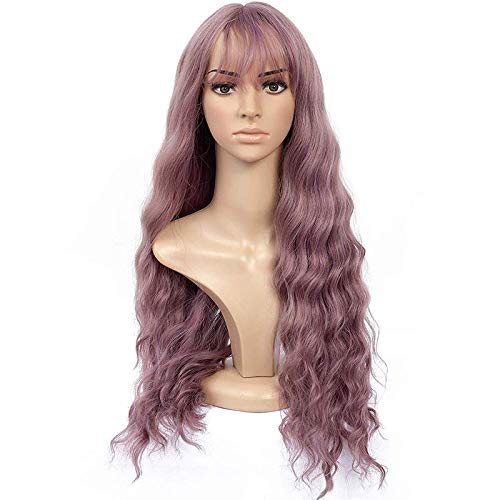 Perücke Damen Festival Zubehör Lila Frauen synthetische Naturhaare Qualität Taro Mädchen lange Perücke Echthaar Perücke Halloween Deko (purple, One Size) von Xbemkste