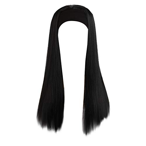 Perücke Damen Festival Zubehör Perücke Haare langes Haarband Kopfschmuck Stirnband chem gerade Kopfbedeckung Perücke Damenperücke Perücke Perücke Herren Festival Gadget (A, One Size) von Xbemkste