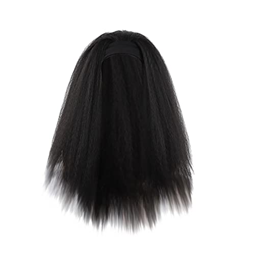 Perücke Damen Festival Zubehör Perücke lang gerade Stirnbandperücke Damen gerade für schwarz mit schwarzer Stirnbandperücke Lace Front Wig Urlaub Must Haves (A, One Size) von Xbemkste