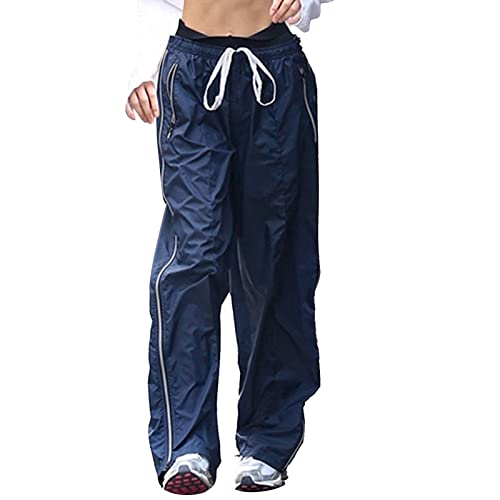 Hosen Damen, Damen Fallschirmhosen Baggy Cargohose Y2K Track Pants Teenager Mädchen Elastische Taille Weite Bein Jogginghose Oversize Lose 90er E-Girl Streetwear Parachute Pants von Xbemkste