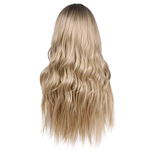 Perücke Damen Festival Zubehör Gebogene Damendose Set locken Micro begradigen Sie die Kopf wellige und perücke locken goldene Perücke Perücke Blond Urlaub Must Haves (Gold, One Size) von Xbemkste