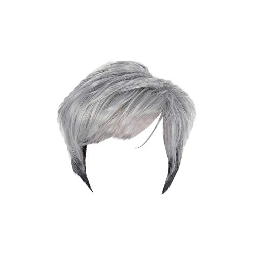 Perücke Damen Festival Zubehör Kopfbedeckungen Europäische und graue Perücke kurze Perücke Teilhaarige Oma Perücke Lace Front Wig Urlaub Must Haves (Multicolor, One Size) von Xbemkste