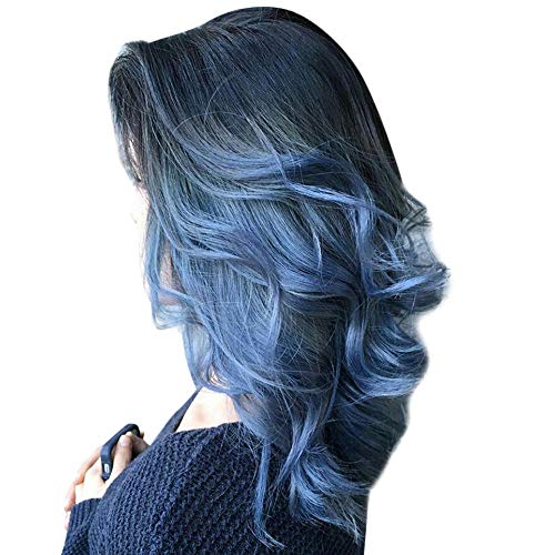 Perücke Damen Festival Zubehör Schwarze, vollsynthetische, lange Frauenhaarperücken, hitzeblaue Perücken, beständig gegen Perücken Human Hair Wig Festival Gadget (Blue, One Size) von Xbemkste