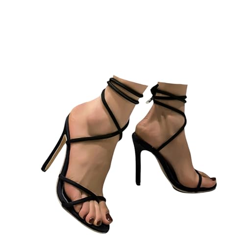 Pumps Damen Riemchenpumps High Heels Schuhe Elegant Stiletto Schuhe Open Toe Brautschuhe Schicke Spitzenschuhe Hochzeitsschuhe Abendschuhe für Dating Party (37.5) von Xbemkste