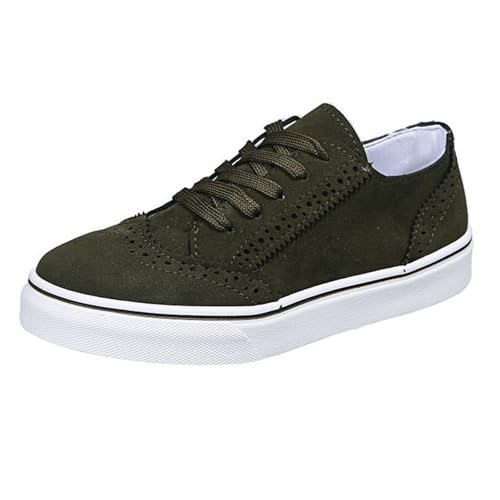 Sommerschuhe Damen Sneaker Modelle Schnürschuhe Modische Plateauschuhe Flache Unterseite Retro Low Top Reise Freizeitschuhe Slip in Schuhe Damen (Green, 37.5) von Xbemkste