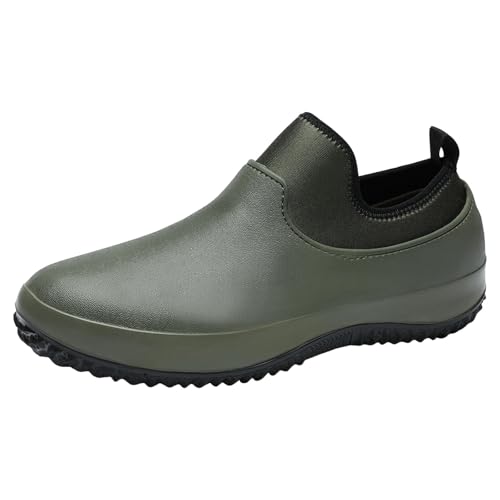 Sommerschuhe Herren Zehenschutz für die Arbeit, einfarbig, modisch, Bequeme Schlupfschuhe Slip On Freizeitschuhe Arbeitschuhe Mens Shoes (Green, 41) von Xbemkste