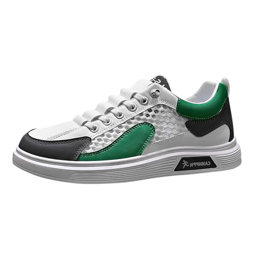 Sportschuhe Herren Sneaker Mesh Freizeitschuhe Mode Hohl Weichen Sohlen Running Shoes Atmungsaktive Halbschuhe Schnürschuhe (Green, 40) von Xbemkste