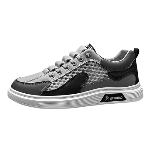 Sportschuhe Herren Sneaker Mesh Freizeitschuhe Mode Hohl Weichen Sohlen Running Shoes Atmungsaktive Halbschuhe Schnürschuhe (Grey, 42) von Xbemkste