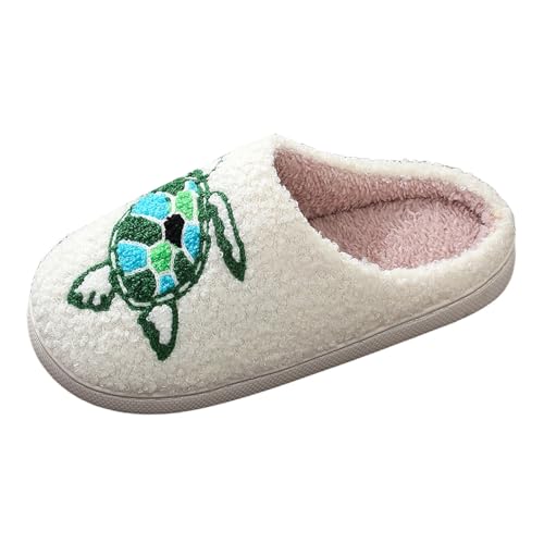 Warme Hausschuhe Damen Winter Plüsch Pantoffeln mit Süße Tiere Muster Bequeme Wärmende Hüttenschuh Fuzzy Pelz Lustige Filzpantoffeln Weiches Fleece Hauslatschen (A, 40.5) von Xbemkste