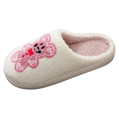 Warme Hausschuhe Damen Winter Plüsch Pantoffeln mit Süße Tiere Muster Bequeme Wärmende Hüttenschuh Fuzzy Pelz Lustige Filzpantoffeln Weiches Fleece Hauslatschen (B, 40.5) von Xbemkste