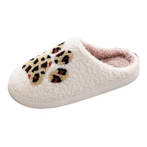 Warme Hausschuhe Damen Winter Plüsch Pantoffeln mit Süße Tiere Muster Bequeme Wärmende Hüttenschuh Fuzzy Pelz Lustige Filzpantoffeln Weiches Fleece Hauslatschen (G, 36) von Xbemkste