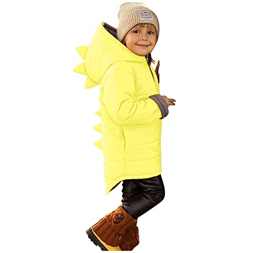 Winterjacke Jungen Daunenjacken Kleinkind Kinder Baby Jungen Warmer Weicher Mantel Langarm 3D Dinosaurier Kapuzenjacke Wintermantel Oberbekleidung Leichte Steppjacke Daunenjacke (Yellow, 4-5 Years) von Xbemkste