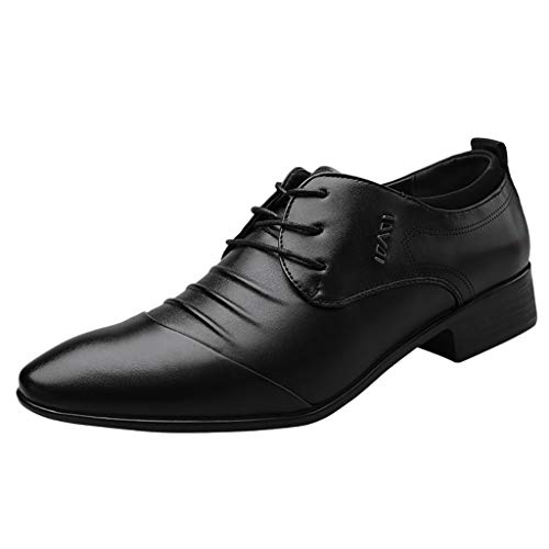 Xbemkste Anzugschuhe Herren Business Schuhe Klassischer Schnürschuhe Glattleder Hochzeit Schwarz (T2-Black, 42) von Xbemkste