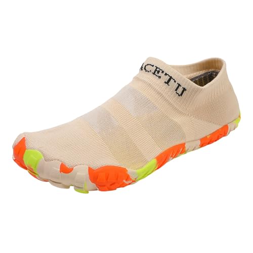 Xbemkste Badeschuhe Wasserschuhe Damen Herren Schwimmschuhe Strandschuhe Barfußschuhe Aquaschuhe Atmungsaktiv Schnelltrocknend Unisex (Beige, 39) von Xbemkste