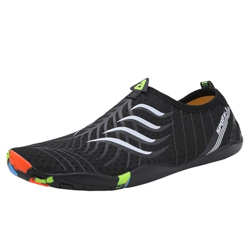 Xbemkste Badeschuhe Wasserschuhe Unisex Schwimmschuhe Strandschuhe Aquaschuhe Schnell Trocknend Surfschuhe für Herren Damen (Black, 44) von Xbemkste