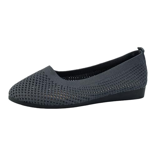 Xbemkste Ballerina Schuhe Damen zum Reinschlüpfen, Bequeme Ballerinas, süße Ballettschuhe für Damen, tragbar, niedriger Keilabsatz Ballerina Hausschuhe (Dark Gray, 37) von Xbemkste